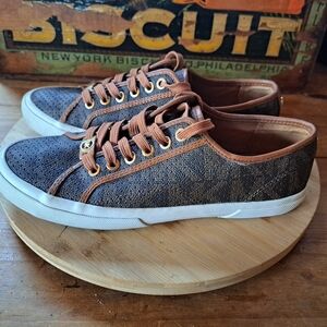 Michael Kors Boerum Sneakers Women's Size 8 Brown MK Logo Signature Casual